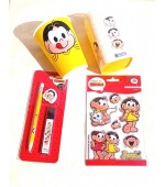 Kit Magali Lapiseira 2mm Borracha E Grafite e 01copo e adesivo e 01 porta lápis para colorir